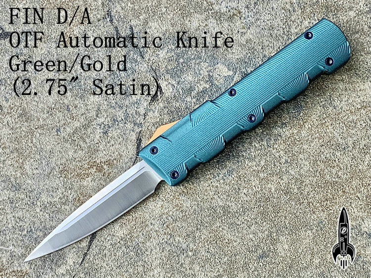 D Rocket Designs 火箭 FIN D/A OTF Automatic Knife Green/Gold (2.75
